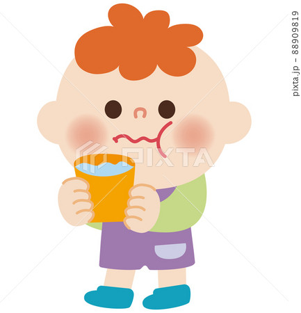 ぶくぶくうがいをしているこどものイラスト 88909819