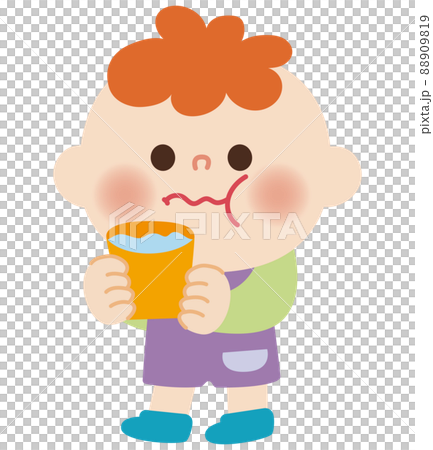 ぶくぶくうがいをしているこどものイラスト 88909819