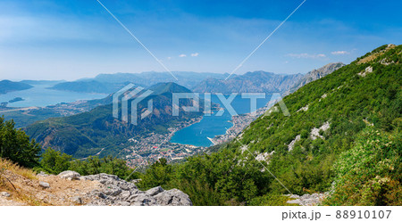 Panoramic landscape view of Kotor bay, Montenegro Panoramic landscape view of Kotor bay, Montenegro 88910107
