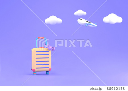 model airplane with suitcase and headphone. concept travel. model airplane with suitcase and headphone. concept travel. 88910158