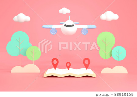 Airplane flying over the map. travel concept. Airplane flying over the map. travel concept. 88910159