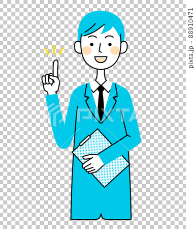 クリップボードを持って案内するビジネスマン　イラスト素材 88910471