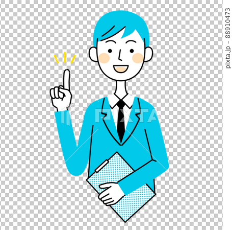 クリップボードを持って案内するビジネスマン イラスト素材 クリップボードを持って案内するビジネスマン イラスト素材 88910473