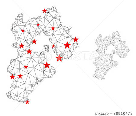 Polygonal Wire Frame Mesh Vector Hebei Province Map with Stars 88910475