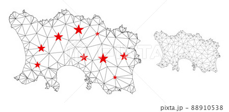 Polygonal 2D Mesh Vector Jersey Island Map with Stars Polygonal 2D Mesh Vector Jersey Island Map with Stars 88910538