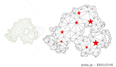 Polygonal 2D Mesh Vector Northern Ireland Map with Stars 88910546