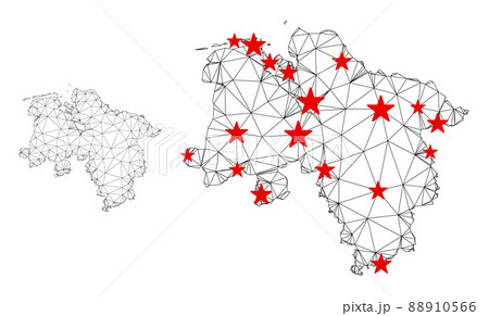 Polygonal 2D Mesh Vector Lower Saxony Land Map with Stars 88910566