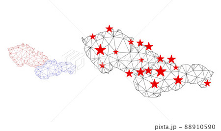 Polygonal Network Mesh Vector Czechoslovakia Map with Stars 88910590