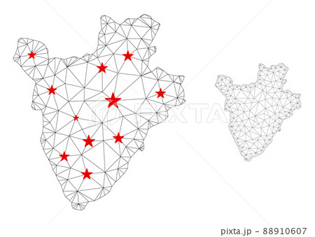 Polygonal Network Mesh Vector Burundi Map with Stars 88910607