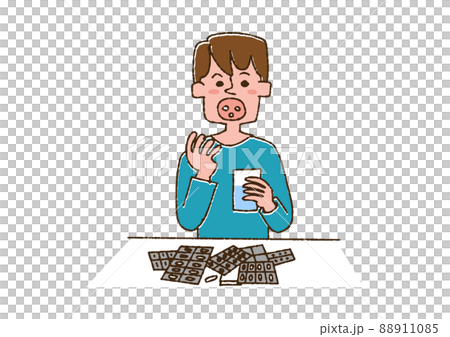 一個吃很多藥的人,一個滑稽的手寫人,一個矢量,一個線條畫和一個顏色 一個吃很多藥的人,一個滑稽的手寫人,一個矢量,一個線條畫和一個顏色 88911085