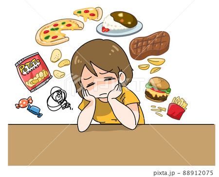 食べ物の誘惑に負けそうなダイエット中の女の子 食べ物の誘惑に負けそうなダイエット中の女の子 88912075