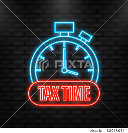 Neon Icon. Tax time red 3d realistic paper speech bubble isolated 88913051
