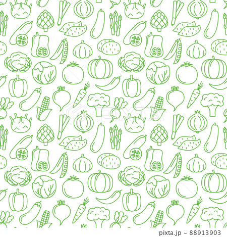 Seamless pattern with icons of vegetables, vector illustration 88913903