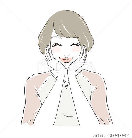 可愛いポーズに若い女性 笑顔のイラスト素材