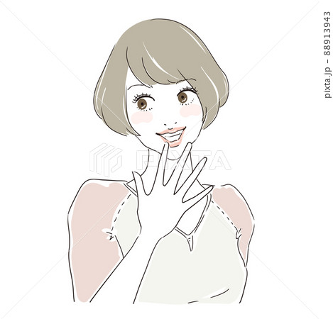 可愛いポーズの若い女性 微笑みのイラスト素材