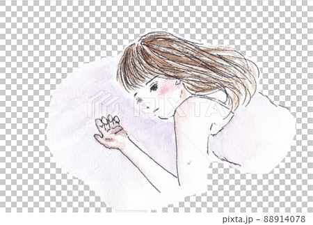 悲しい表情で横たわる女性 88914078