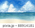入道雲がある空と夏の海 88914181