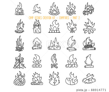 Set Of Various Campfire Icons Part 2のイラスト素材