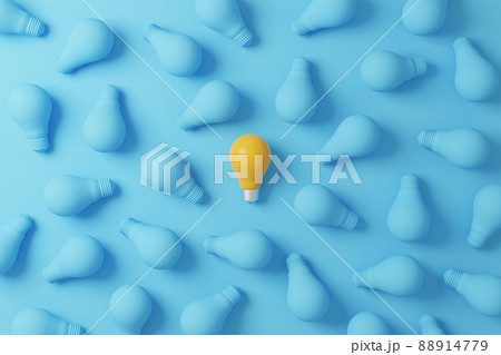 Pattern light bulb yellow outstanding among lightbulb group 88914779