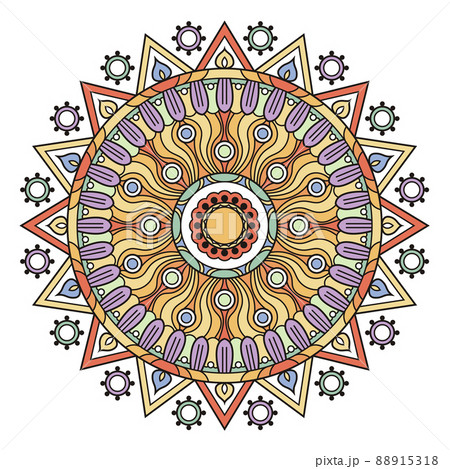 Indian radial pattern. Traditional mandala round ornament 88915318