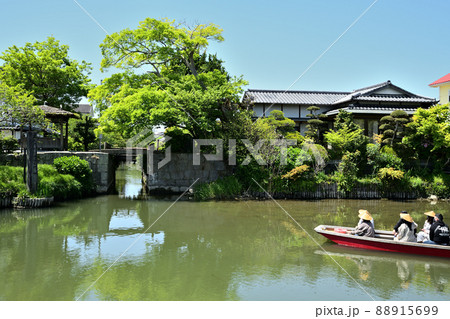柳川市 掘割りのある風景 柳川城堀水門 柳川市 掘割りのある風景 柳川城堀水門 88915699