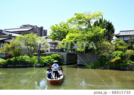 柳川市 掘割りのある風景 柳川城堀水門 柳川市 掘割りのある風景 柳川城堀水門 88915730