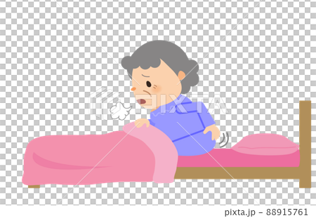 寝起きに腰をさするおばあちゃん 88915761
