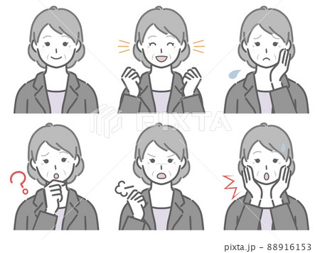 スーツを着た高齢女性の色々な表情 スーツを着た高齢女性の色々な表情 88916153