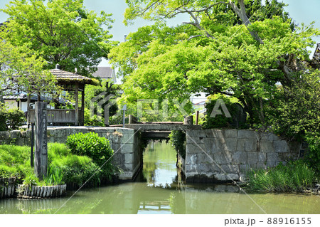 柳川市 掘割りのある風景 柳川城堀水門 柳川市 掘割りのある風景 柳川城堀水門 88916155