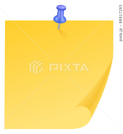 Pinned reminder note. Realistic yellow paper square Pinned reminder note. Realistic yellow paper square 88917265