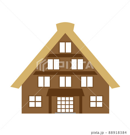 白川郷の合掌造り集落 岐阜県の世界遺産 のイラスト素材 8184