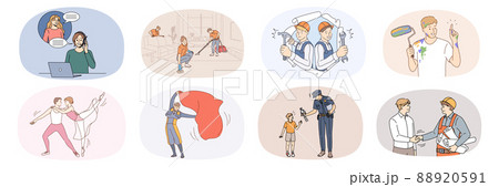 Set of diverse people and occupations  88920591