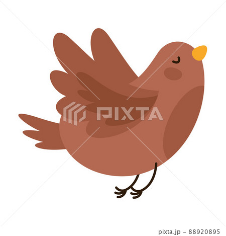 Cute Little Bird with Spread Wings Flying Vector Illustration 88920895