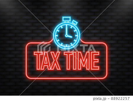Neon Icon. Tax time red 3d realistic paper speech bubble isolated 88922257