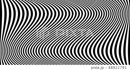 Black wavy stripes banner. Psychedelic Africa zebra lines. Abstract pattern. Texture with wavy stripy curves. Optical art background. Wave black and white design, Vector illustration hypnotic template Black wavy stripes banner. Psychedelic Africa zebra lines. Abstract pattern. Texture with wavy stripy curves. Optical art background. Wave black and white design, Vector illustration hypnotic template 88922791