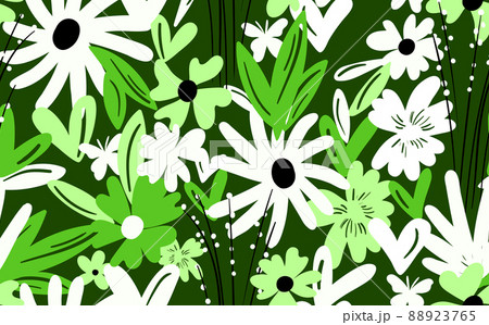 Seamless floral pattern based on traditional folk art ornaments. Colorful flowers on color background. Scandinavian style. Sweden nordic style. Vector illustration. Simple minimalistic pattern Seamless floral pattern based on traditional folk art ornaments. Colorful flowers on color background. Scandinavian style. Sweden nordic style. Vector illustration. Simple minimalistic pattern 88923765