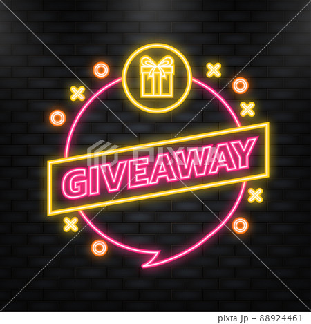 Neon Icon. Giveaway logo template for social media post or website banner 88924461