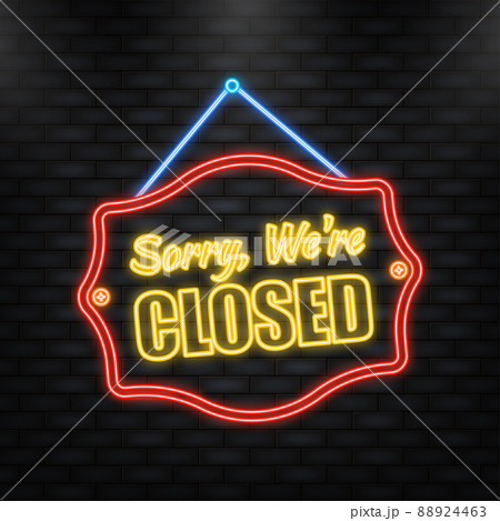 Neon Icon. Vector Closed Store Sign. Vector illustration Neon Icon. Vector Closed Store Sign. Vector illustration 88924463