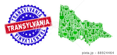 Bicolor Transylvania Distress Stamp with Collage of Australian Victoria Map Bicolor Transylvania Distress Stamp with Collage of Australian Victoria Map 88924464