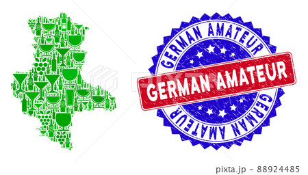 Bicolor German Amateur Distress Rubber Stamp and Winery Composition of Saxony-Anhalt Land Map Bicolor German Amateur Distress Rubber Stamp and Winery Composition of Saxony-Anhalt Land Map 88924485