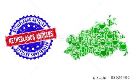 Bicolor Netherlands Antilles Textured Seal Stamp and Composition of Mecklenburg-Vorpommern Land Map 88924496