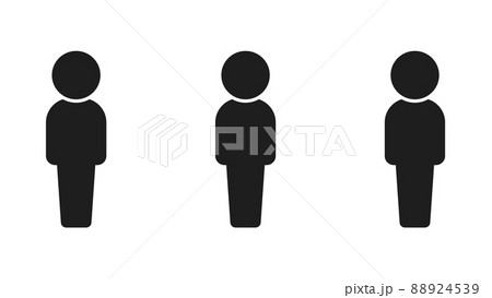 離れて立っている3人の人物のアイコン - ソーシャルディスタンス・感染予防のイメージ素材 88924539