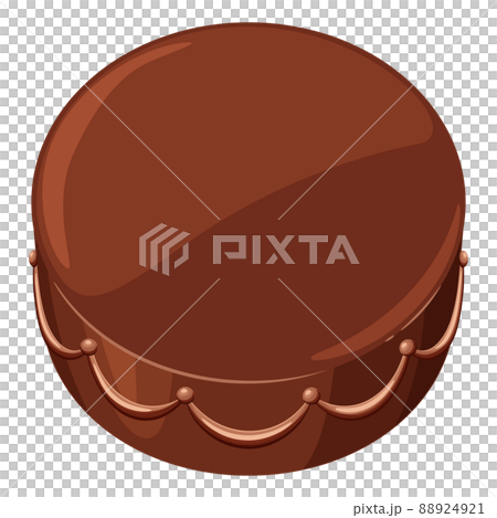 チョコクリームを塗ったケーキのイラスト 土台のみ ホールケーキ アニメ風のイラスト素材 4921