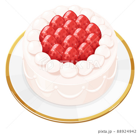 苺のショートケーキのイラスト ホールケーキ アニメ風のイラスト素材 4942