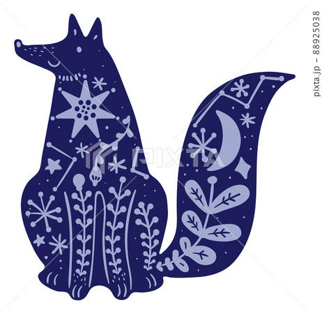 Fox with night sky pattern. Magic animal spirit 88925038