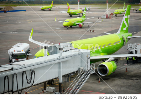 S7 Airlines planes on the airfield. Domodedovo airport, Russia - August 2020 S7 Airlines planes on the airfield. Domodedovo airport, Russia - August 2020 88925805