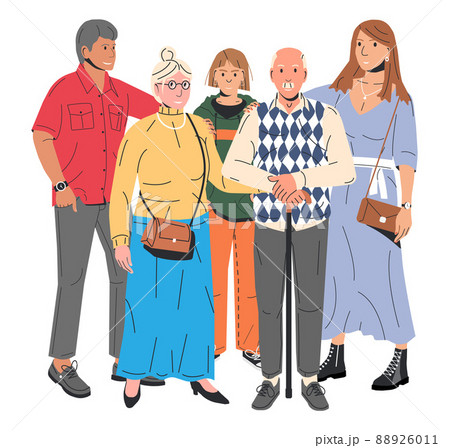 Adult Childs Hugging Old Father and Mother Adult Childs Hugging Old Father and Mother 88926011