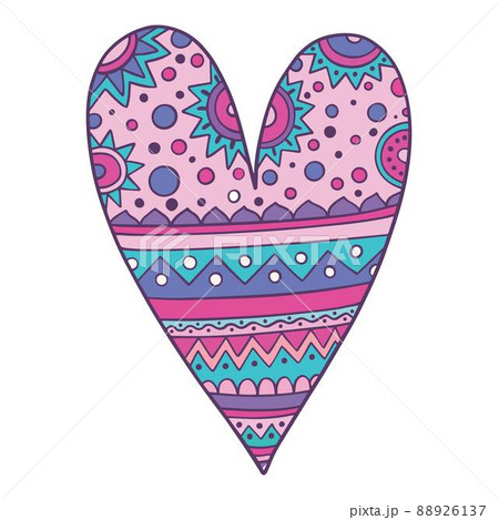 Hand drawn heart isolated on white background. Bundle of love, romance and passion symbol for Valentines day. Romantic design element. Colored illustration 88926137