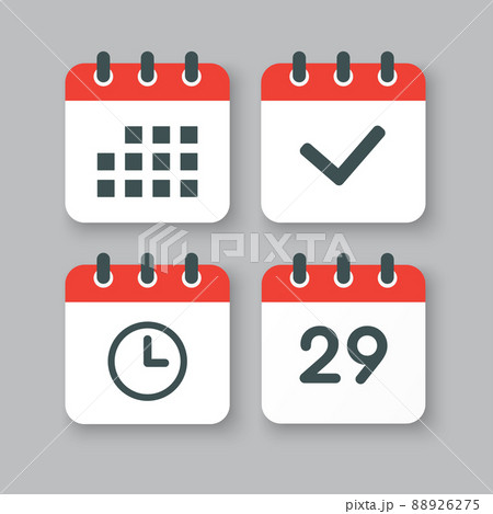Icons calendar number 29, agenda app, timer, done 88926275