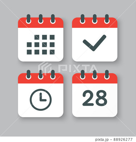 Icons calendar number 28, agenda app, timer, done Icons calendar number 28, agenda app, timer, done 88926277